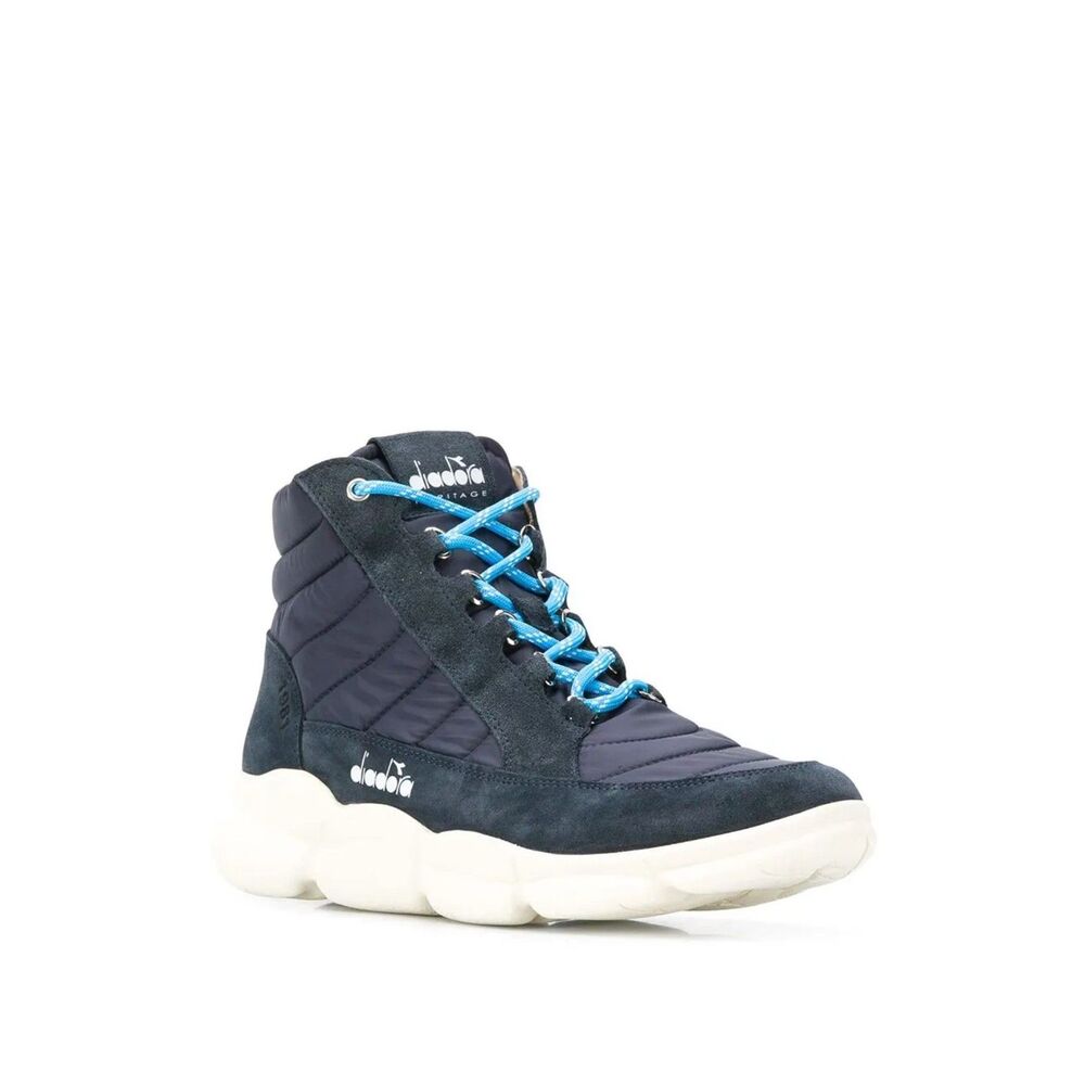 Diadora Heritage x The Editor Booth Quilted Hi-Top Sneaker Boots in Blue Denim 8